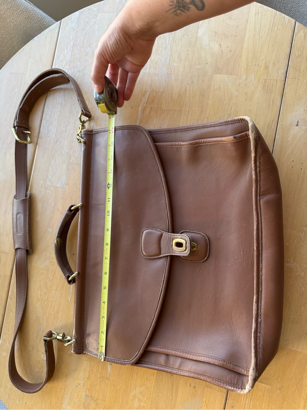 Coach Brown Leather Flap Laptop Satchel with Adjustable Strap - Picture 2 of 12
